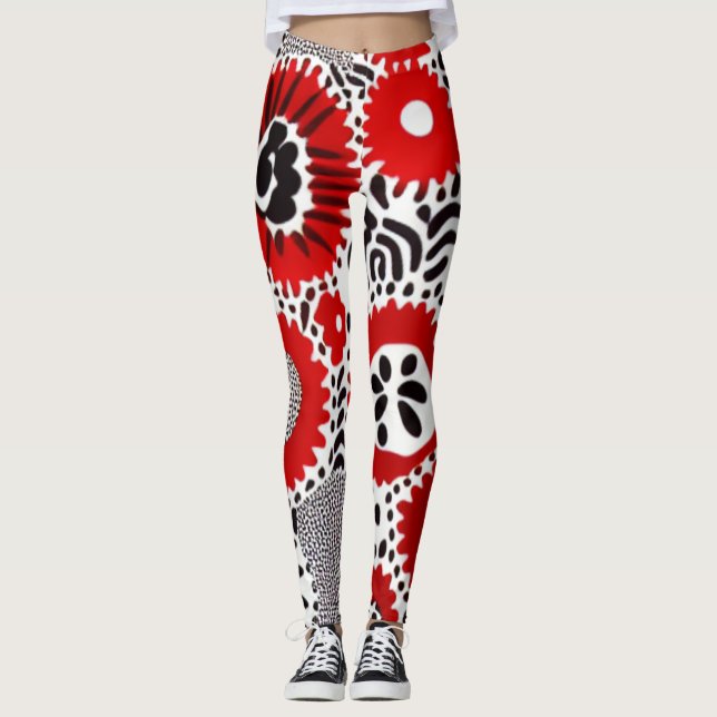 Leggings Points Rouges et Noirs (Devant)