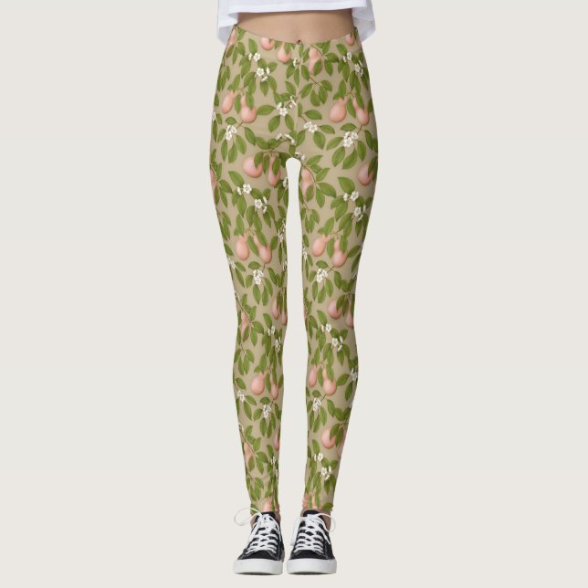 Leggings Poires roses (marron clair) (Devant)