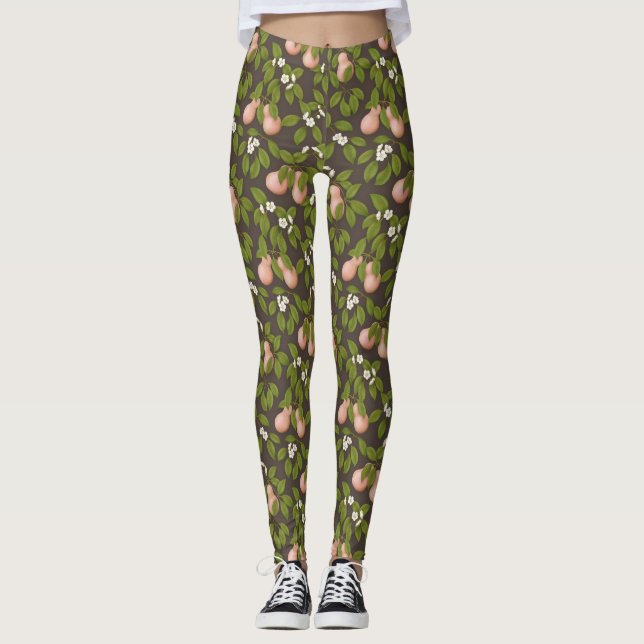 Leggings Poires roses (marron foncé) (Devant)