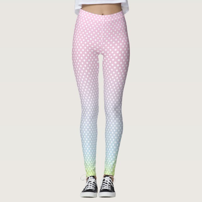 Leggings pois bleu rose jaune dégradé (Devant)