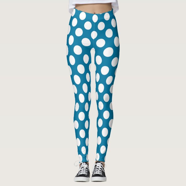 Leggings Pois bleus et blancs (Devant)