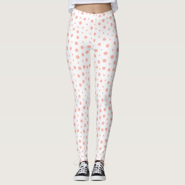 Leggings Pois élégants - Rose doux Or Blanc (Devant)