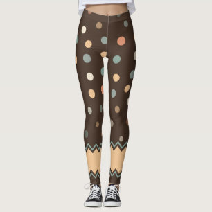 Leggings Pois en pastel de rose et de vert sur le brun