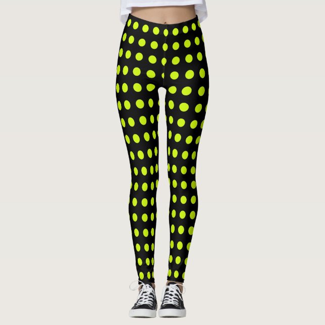 Leggings Pois frais vert citron Motif simple (Devant)