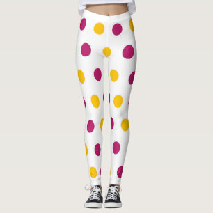 Leggings Pois jaune pourpre sur blanc, mignon et à la mode