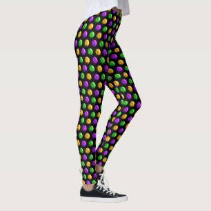 Leggings Pois jaune pourpre vert Noir Mardi Gras