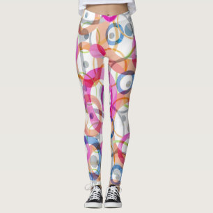 Leggings Pois multicolores, cercles sur un blanc