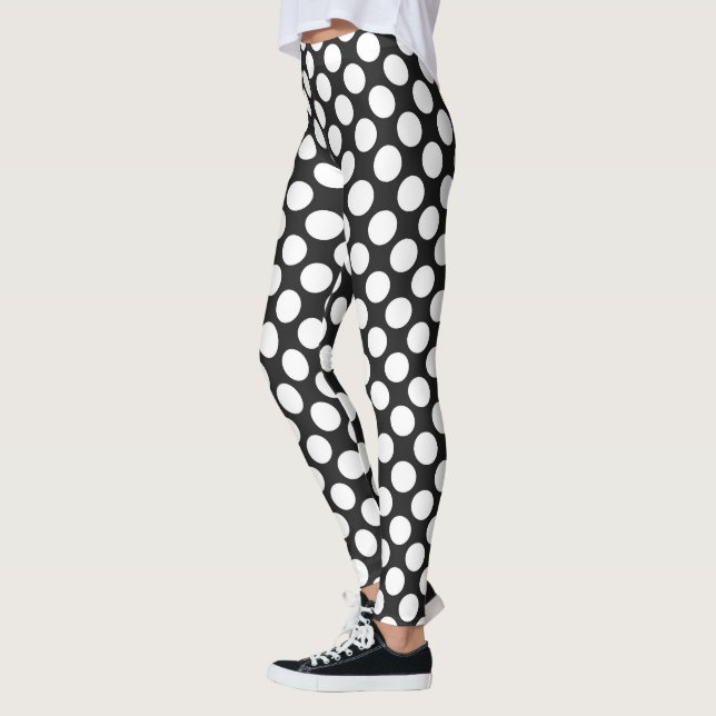 Leggings Pois noir et blanc Rétro moderne Abstrait (Gauche)