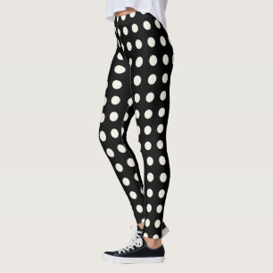 Leggings Pois noir et ivoire