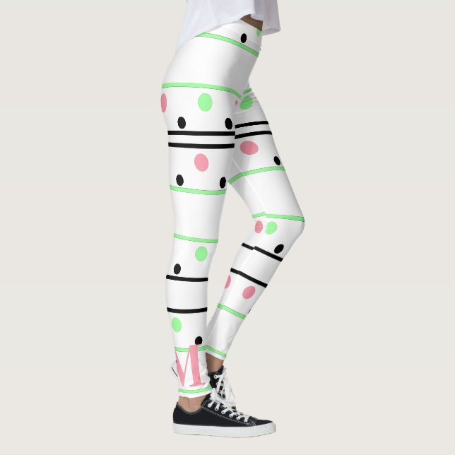 Leggings Pois noir rose monogramme (Droite)