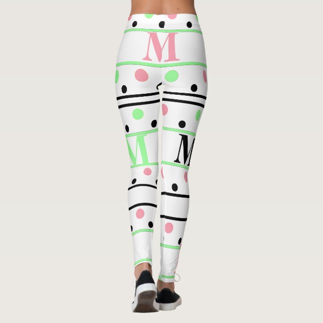 Leggings Pois noir rose monogramme (Dos)