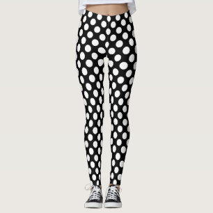 Leggings Pois noirs et blancs, Motif Polka