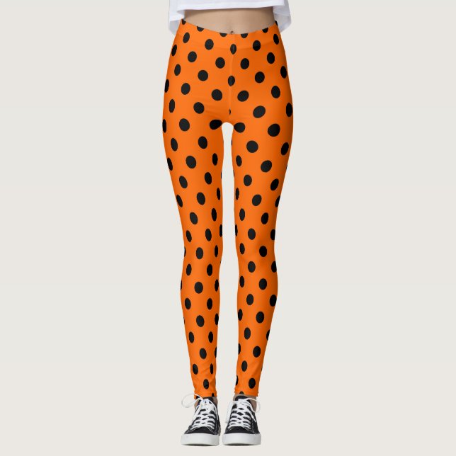 Leggings Pois orange et noir (Devant)
