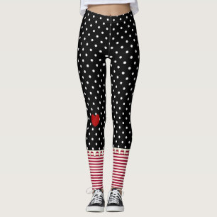 Leggings Pois, rayures et coeurs de poupée de chiffon