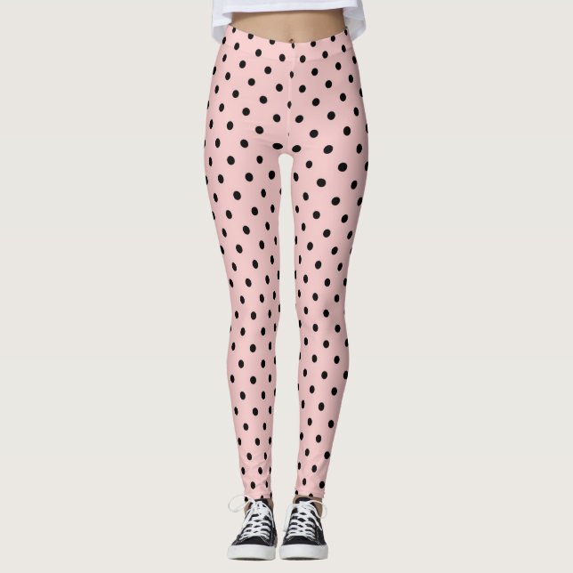 Leggings Pois rose noir (Devant)