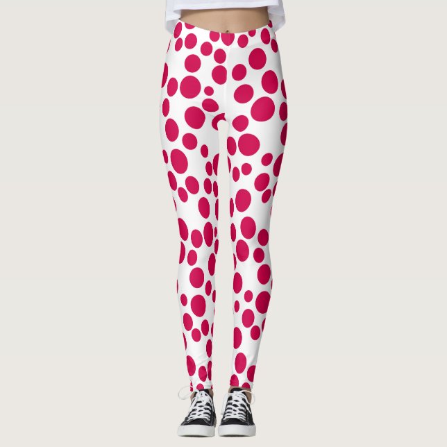 Leggings pois rouges sur un arrière - plan blanc (Devant)