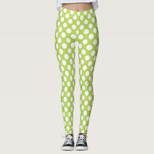 Leggings Pois verts, Motif à points Polka, points, pointill