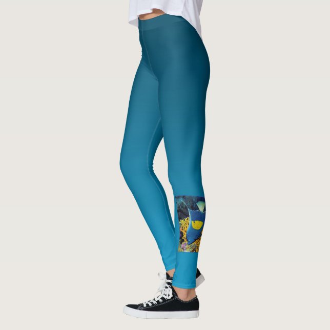 Leggings Poisson-ange sur récif corallien - Conception phot (Gauche)