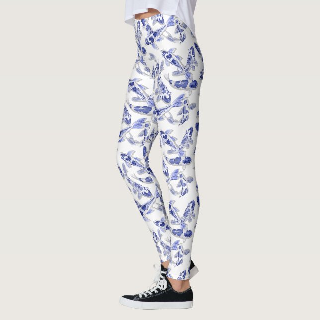 Leggings Poisson bleu et blanc Koi (Gauche)