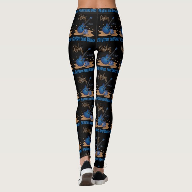 Leggings Poisson-chat, guitares, rythme et bleus, femmes de (Dos)