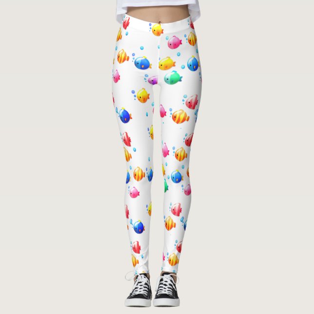 Leggings Poisson coloré heureux avec bulles (Devant)