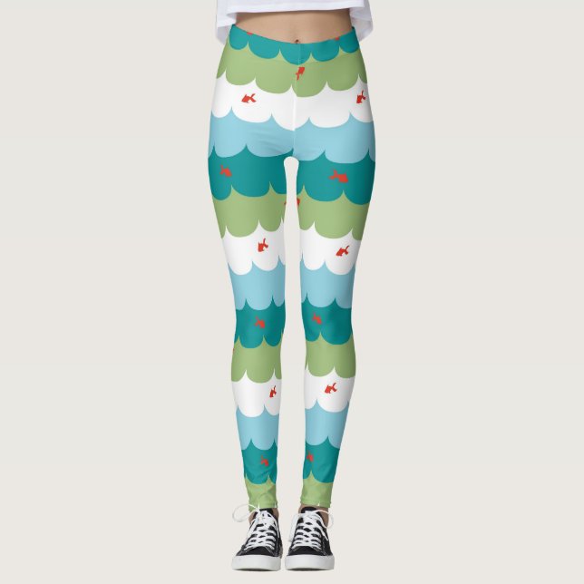 Leggings poisson d'eau de mer vague (Devant)