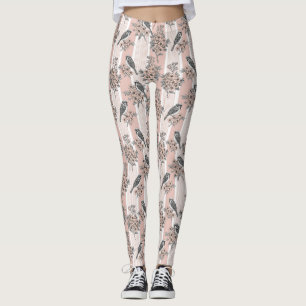 Leggings Poisson Floral Élégant à rayures pêche (2)