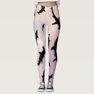 Leggings Poisson rose sur galaxie dégradée Espace