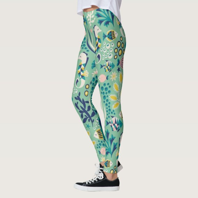 Leggings Poisson sous-marin vert (Gauche)