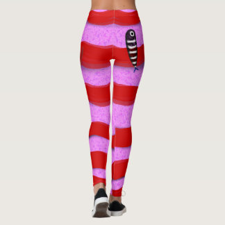 Leggings Poissons Vagues sport lignes rouge et rose