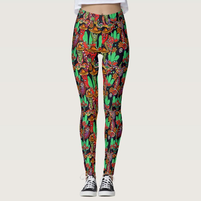 Leggings Poivrons du Cinco de Mayo (Devant)