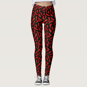 Leggings Poivrons rouges en noir
