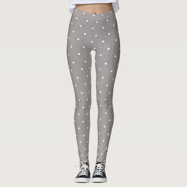 Leggings Pola chic gris et blanc petit points de repos ou s (Devant)