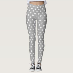 Leggings Polka blanche croise sur gris