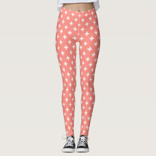 Leggings Polka blanche croise sur la pêche