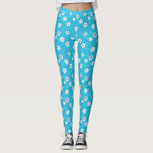 Leggings Polka bleu paradisiaque point rétro avec étoiles