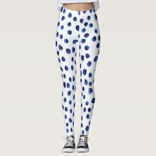 Leggings Polka Bleue : Aquarelle Point sans joint.