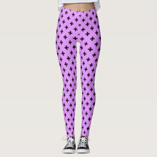 Leggings Polka noire croise sur lilas