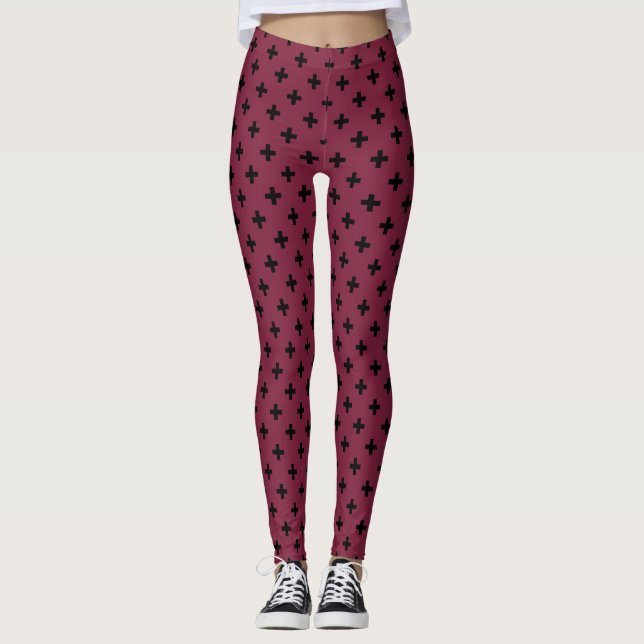 Leggings Polka noire croise sur mûrier (Devant)