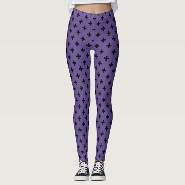 Leggings Polka noire croise sur ultra violet (Devant)