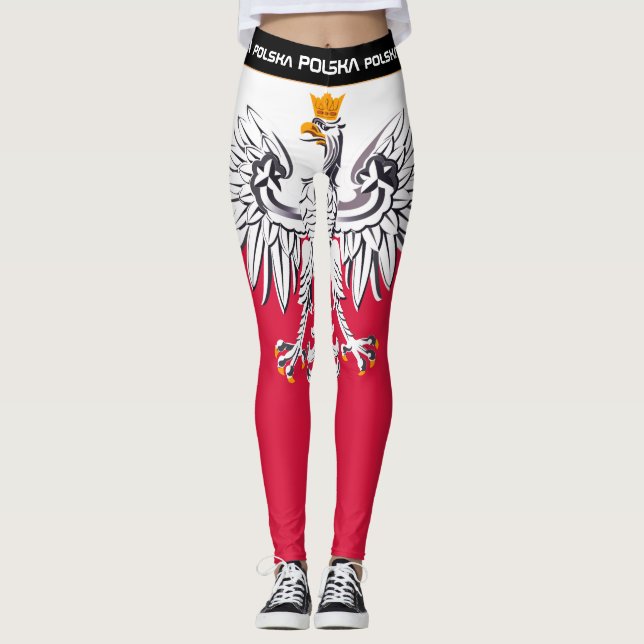Leggings Pologne & Aigle, Drapeau polonais Voyage de mode / (Devant)