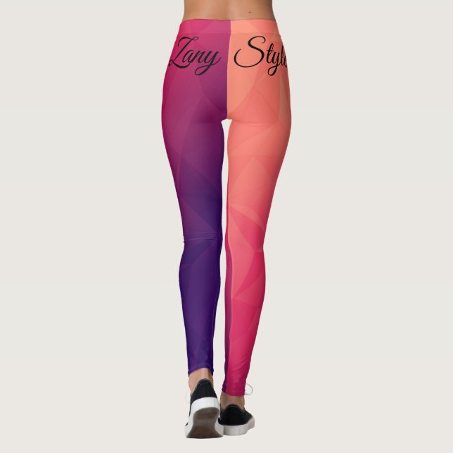 Leggings Polygone Géométrique Violet Rose Orange Mode Fanta (Dos)