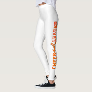 Leggings Pom-pom girl blancs et orange