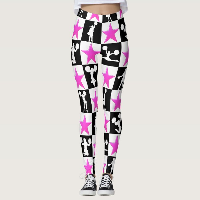 Leggings Pom-pom girl D'ÉTOILES ROSES ET NOIRES (Devant)