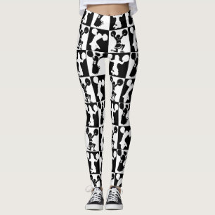 LEGGINGS POM-POM GIRL GÉOMÉTRIQUES NOIRES ET BLANCS