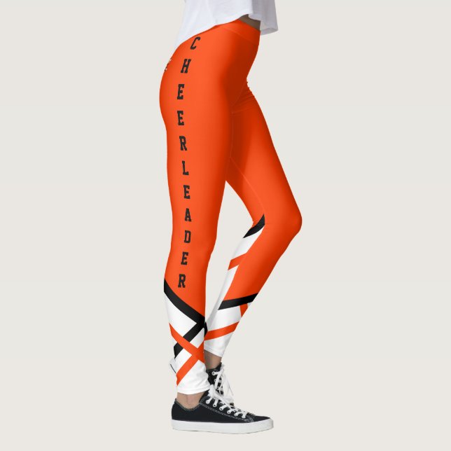Leggings Pom-pom girl orange, blanc et noir (Droite)
