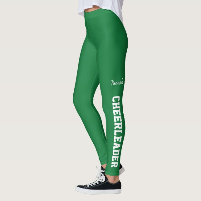 Leggings Pom-pom girl verte et blanche (Gauche)