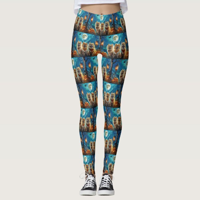Leggings Pomeranian Halloween Épouvantable (Devant)