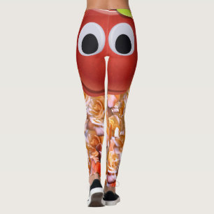 Leggings Pomme, fruit rouge aux yeux de dieu - Comic Face