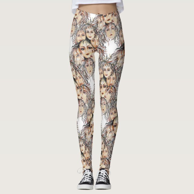 Leggings Pop Art Anime Motif avec éléments féminins (Devant)